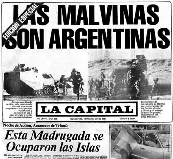 portada de periódico de Malvinas